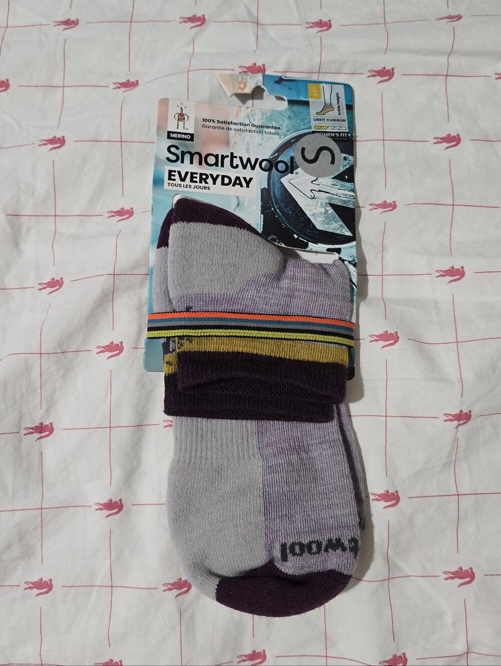 NWT Smartwool Everyday 57% Wool Light Cushion Ankle Height Women's Fit Large